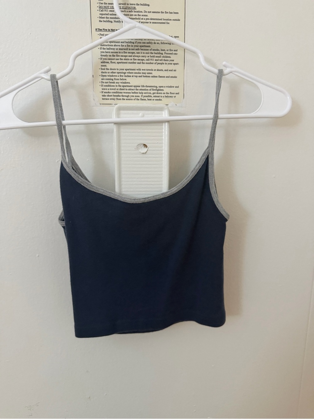 Brandy Melville Navy Cropped Tank with Gray Trim
